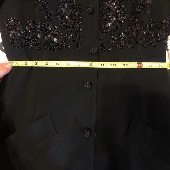 Tracy Reese Classic Black Beads Fur wool long coat. Size 4 , excellent condition - Picture 4 of 9